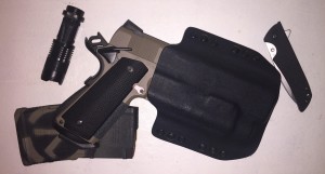 The completed holster with my RIA 2011 Tac inserted.