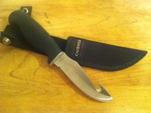 The knife and sheath.