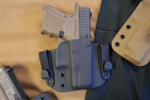 An IWB holster set up for a Glock 26. Note the J-style belt loops.